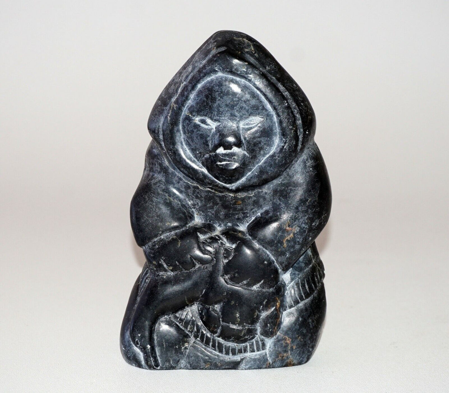 1970s Inuit Eskimo Large Stone Carved Hunter Simeonie Weetaluktuk (b.1921) (Kor)