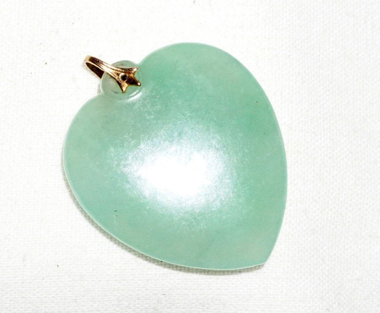 Vintage Chinese Light Celadon Green Jadeite Jade Heart Motif Pendant (***)