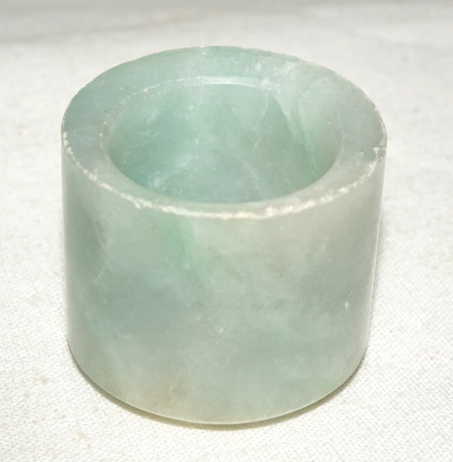 Antique Chinese Well Worn Blue Green Jadeite Jade Archers Ring Sz.12.25 (Les)L21