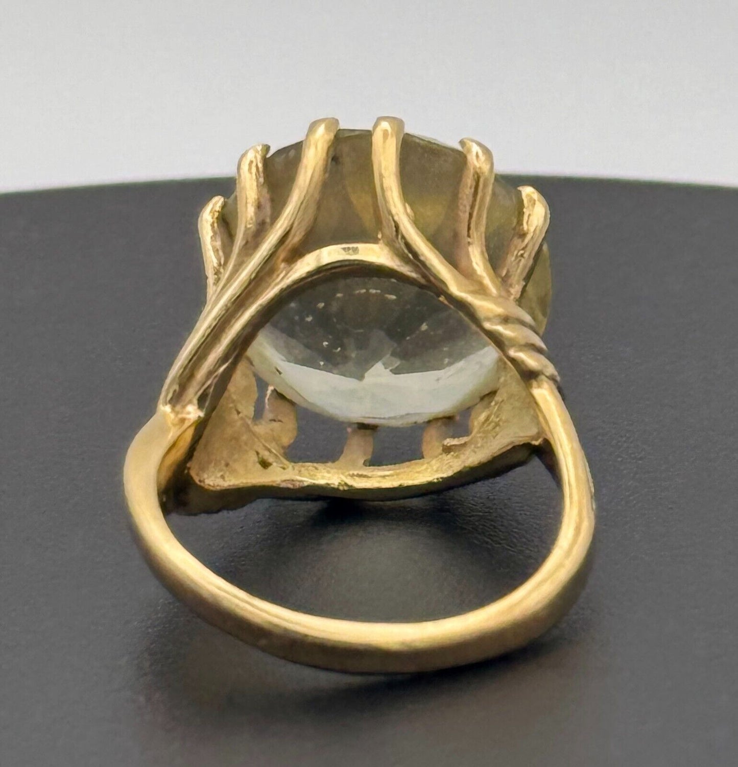 Retro 1950's 14k Y Gold Ring Sz. 8.75 w Large Faceted Pale Yellow Topaz (McC)