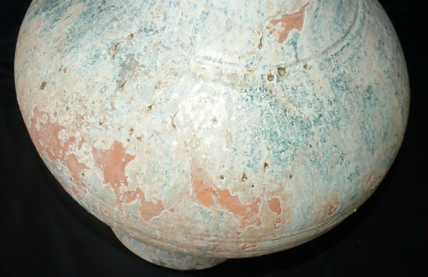 2000 Year Old Chinese Han Period Green Glaze Stoneware Hu Jar Iridescence (FiS)