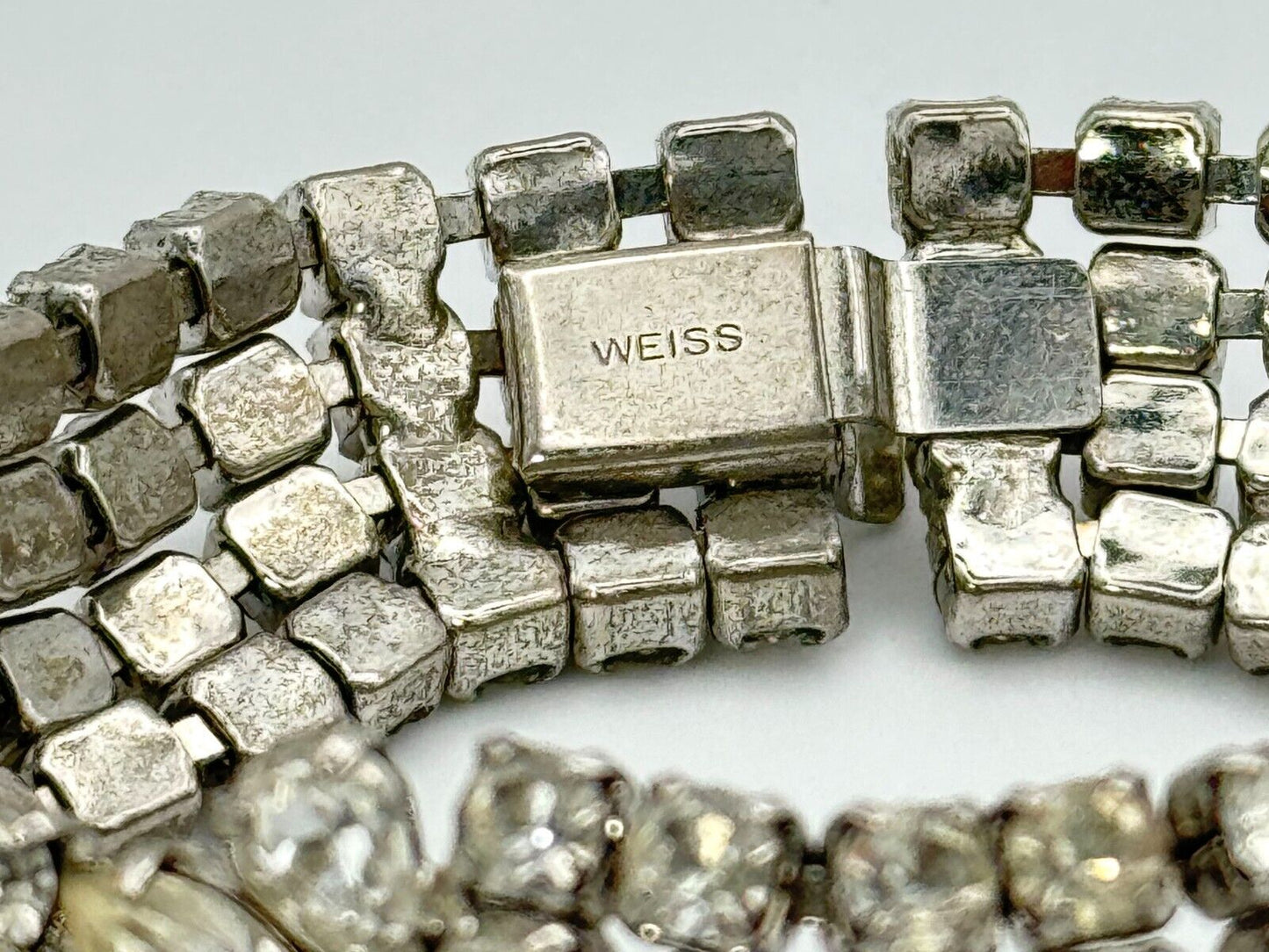 Vintage Weiss Rhinestone Bracelet w Round & Baguette Stones (McC)