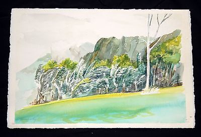 1970s Hawaii Abstract WC Painting "Landscape" by John Wisnosky (1940-2006) (Hos)