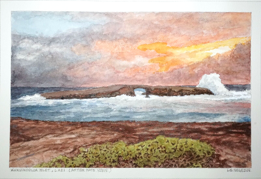 Hawaii Watercolor Painting Kukuihoolua Islet Laie by Larry Segedin #186