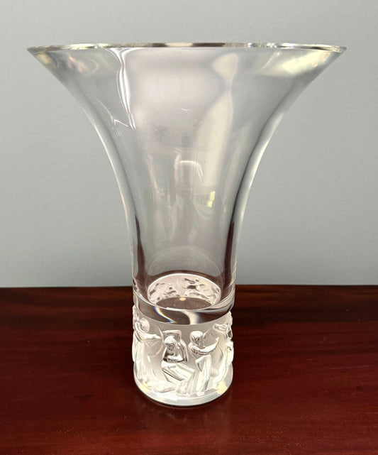 Vintage French Lalique Crystal Jazzy Vase w Tulip-Shaped Rim (InS)