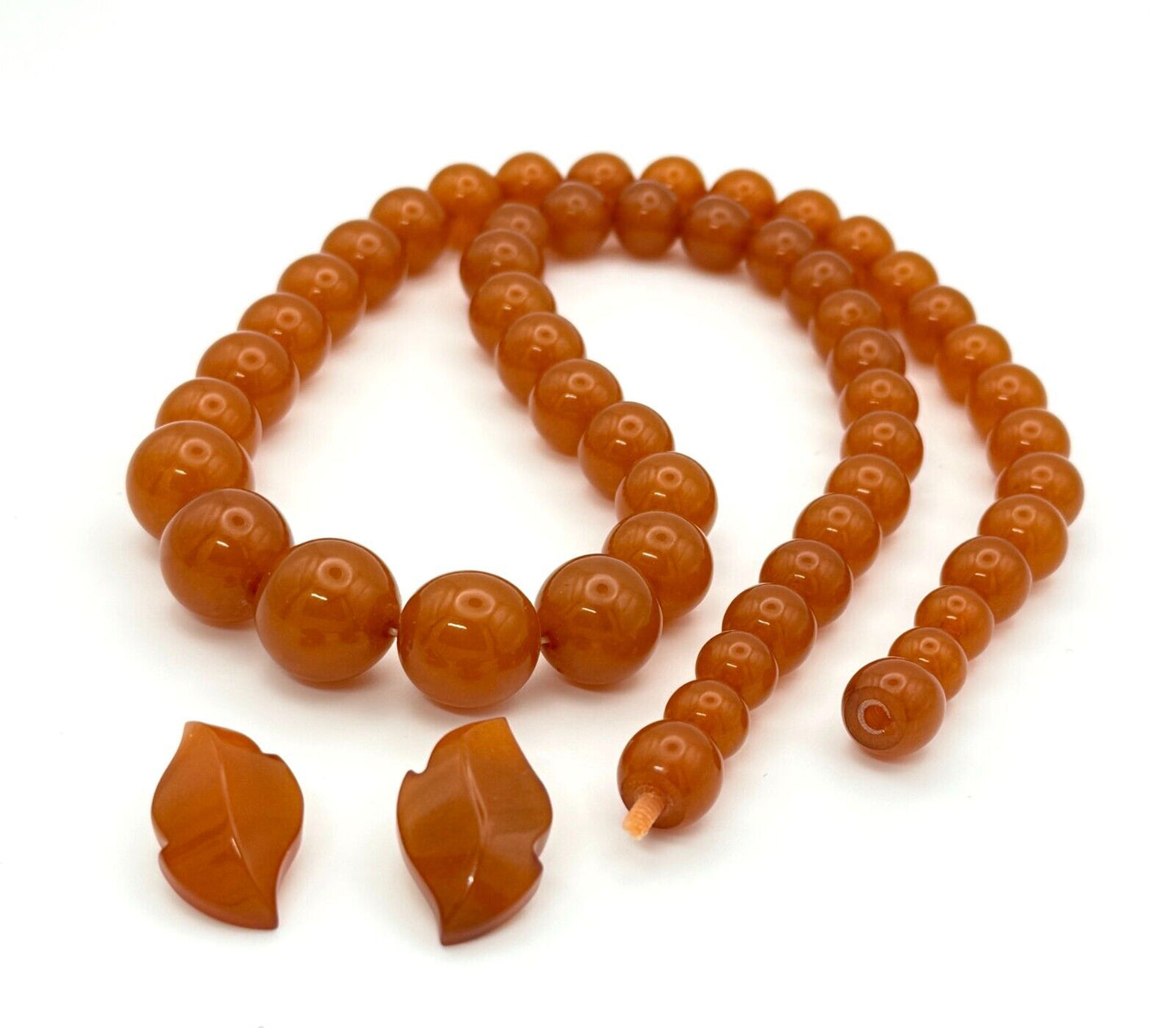 Vintage Butterscotch Amber Beaded Graduated Necklace 26" and Earrings Set (MiM)