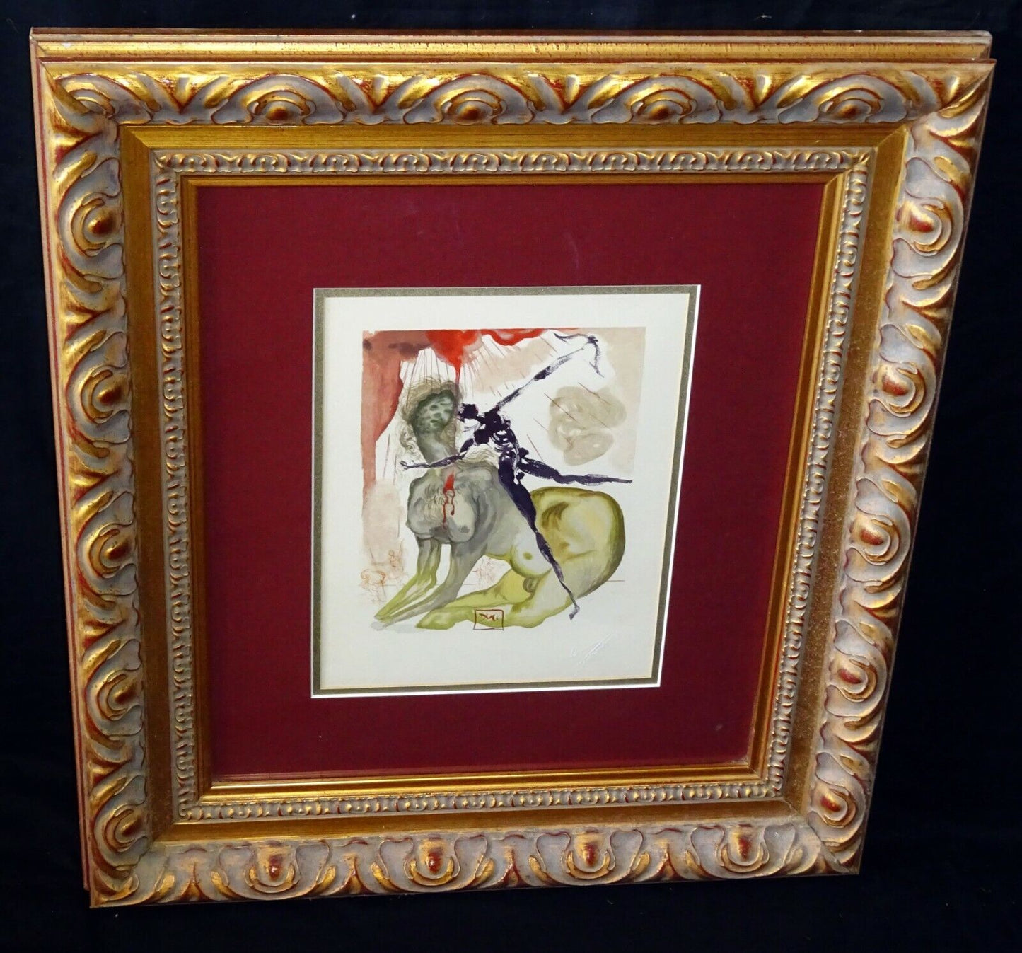 Vintage Spanish Framed Print Dante's Inferno The Minotaur by Salvador Dali (CuM)