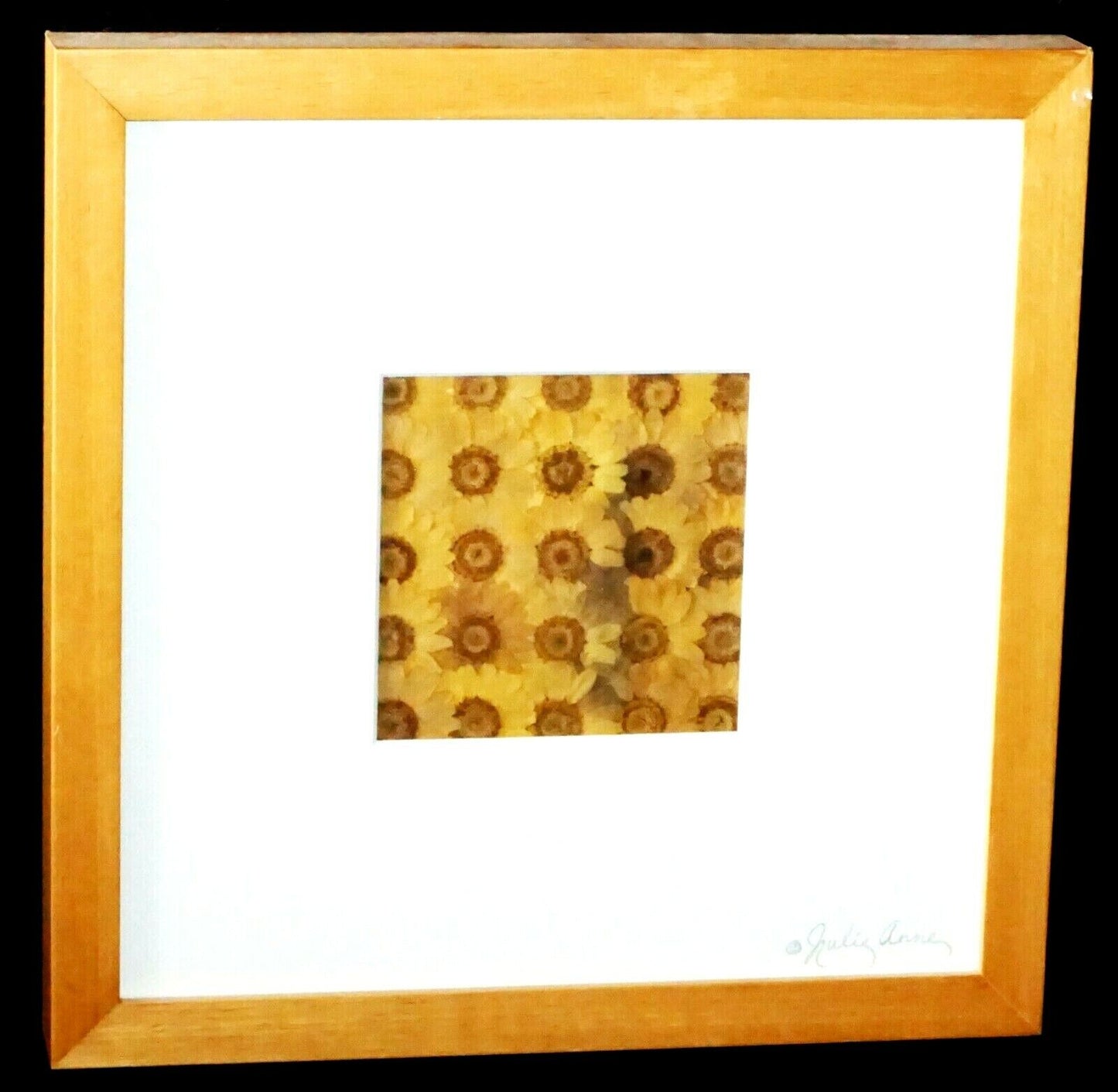 Vintage Framed Dried Pressed Yellow Flower Collage by Julie Anne (KrT)