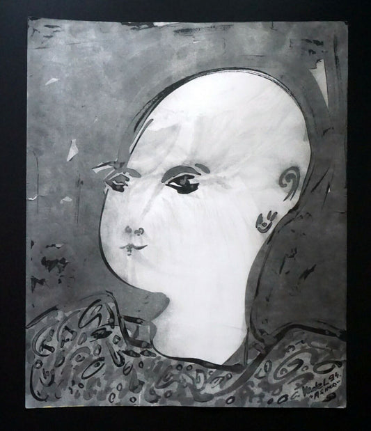 France Hawaii Outsider Art Mixed Media Ink Painting Figure Claude Vedel (EtJ)#6