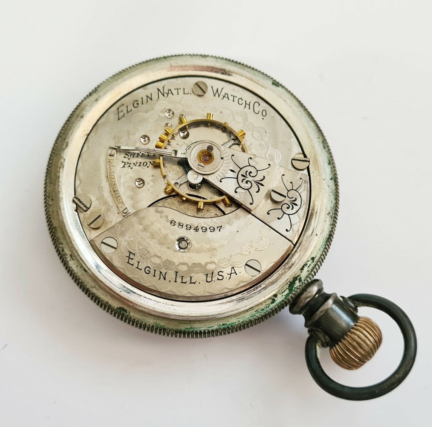 1897 US Silver Plated Open Face Gents Half Hunter Pocket Watch by Elgin (AHB)