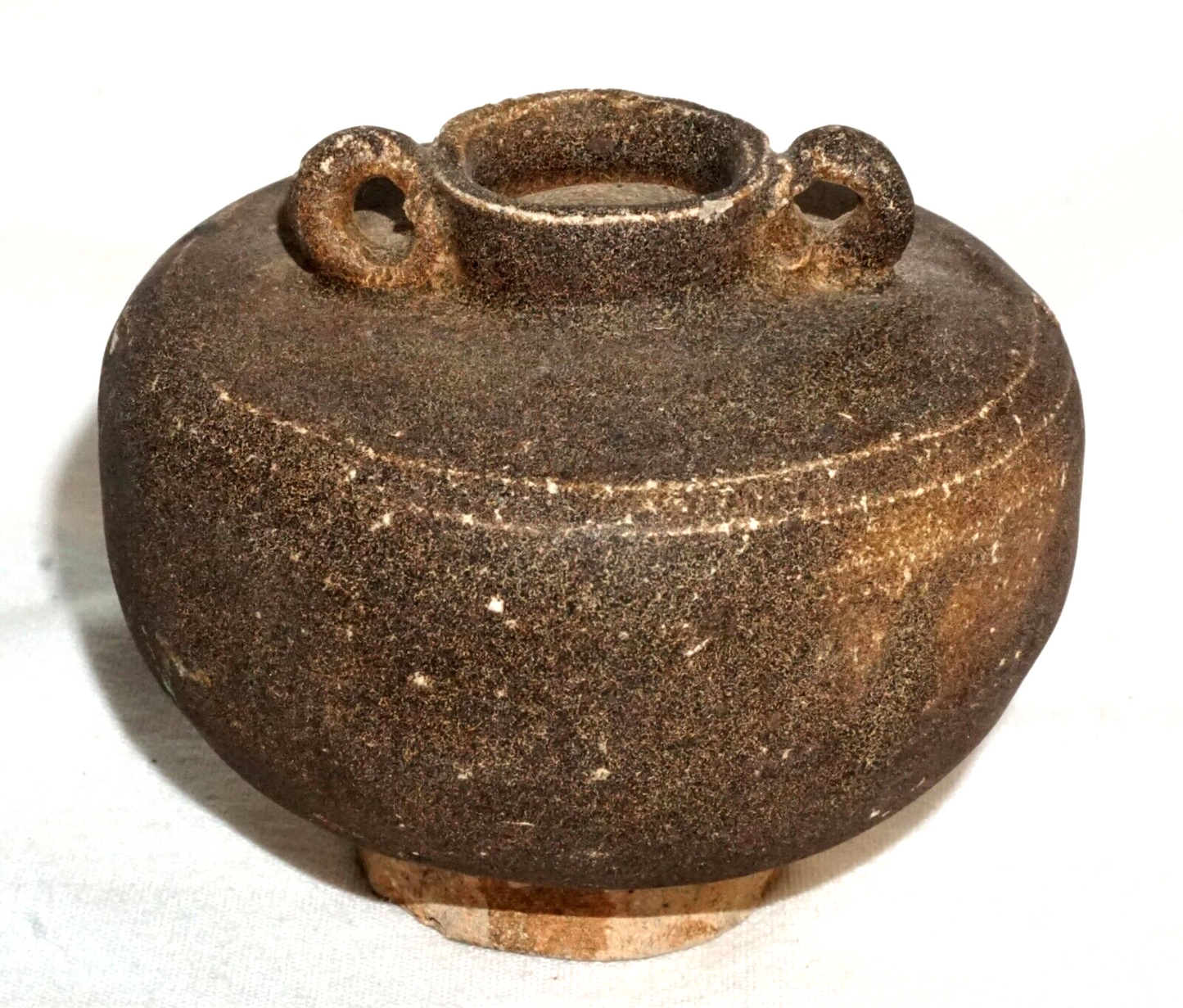 15C Thailand Sukhothai Sawankhalok Brown Glaze Jarlet w. Scroll Handles (JSt)31