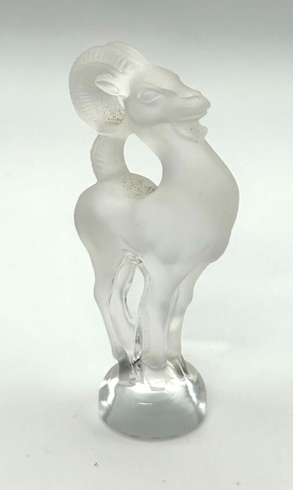 Vintage French Frosted Crystal Lalique Ram Paperweight (TuC)