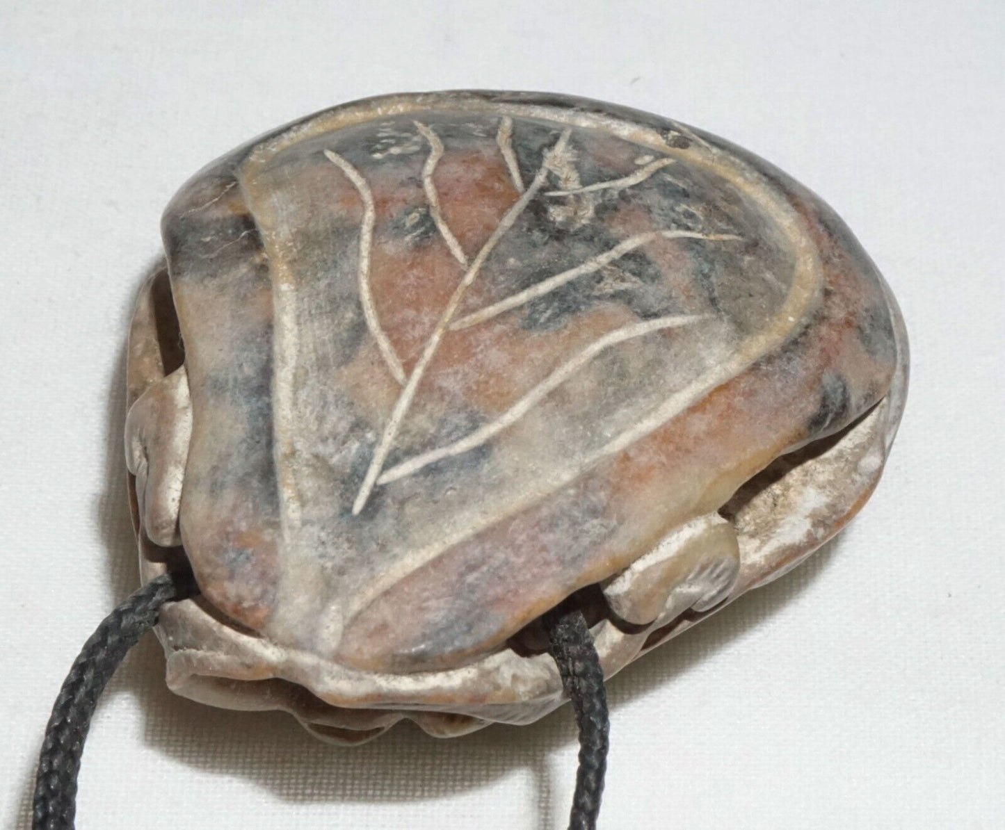 Vintage Chinese Steatite Carved Pendant w. Double Turtle Motif on Cord (InS)