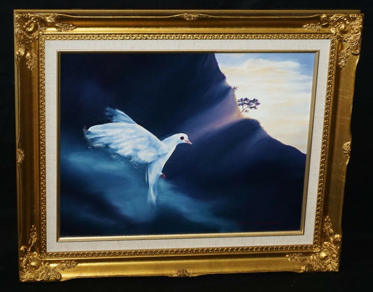 Vintage Hawaii Oil Painting Sun Kissed Dove Landing by Susan Chung Aragaki (MeG)