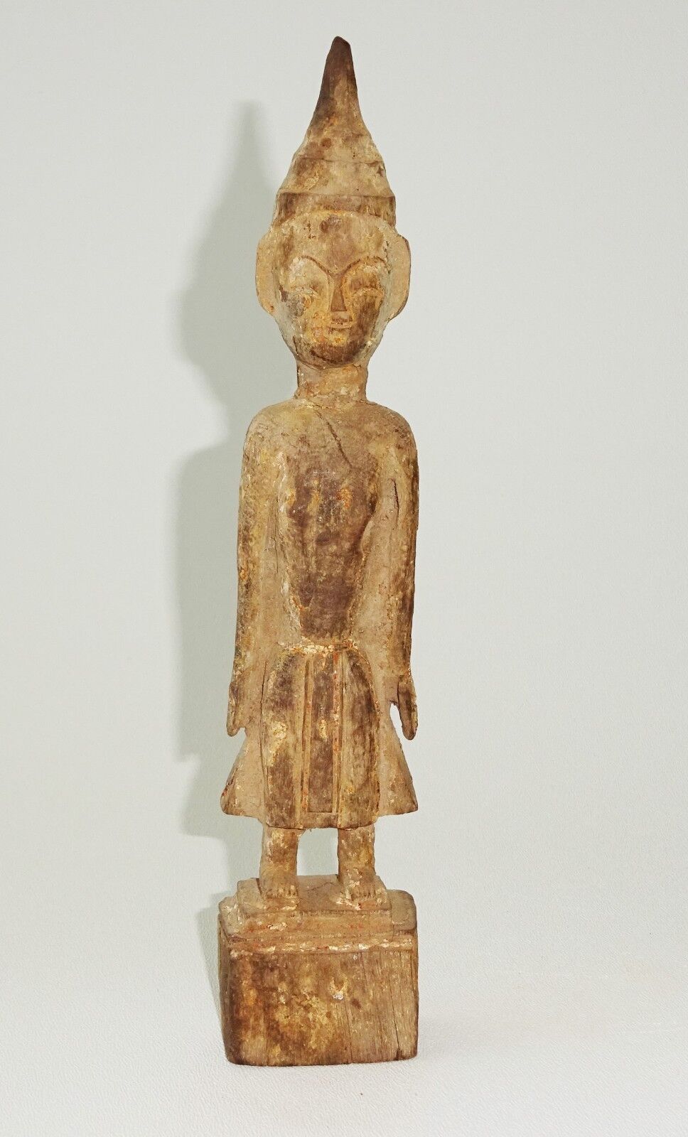 19/20C Northern Laotian Wooden Carved Buddhist Attendant Sculpture (Mil) M569