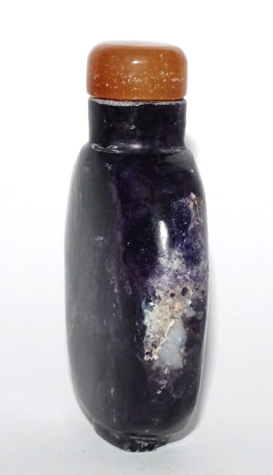 Vintage Chinese Fluorite Matrix Carved Snuff Bottle Agate Stopper (LeS) G16