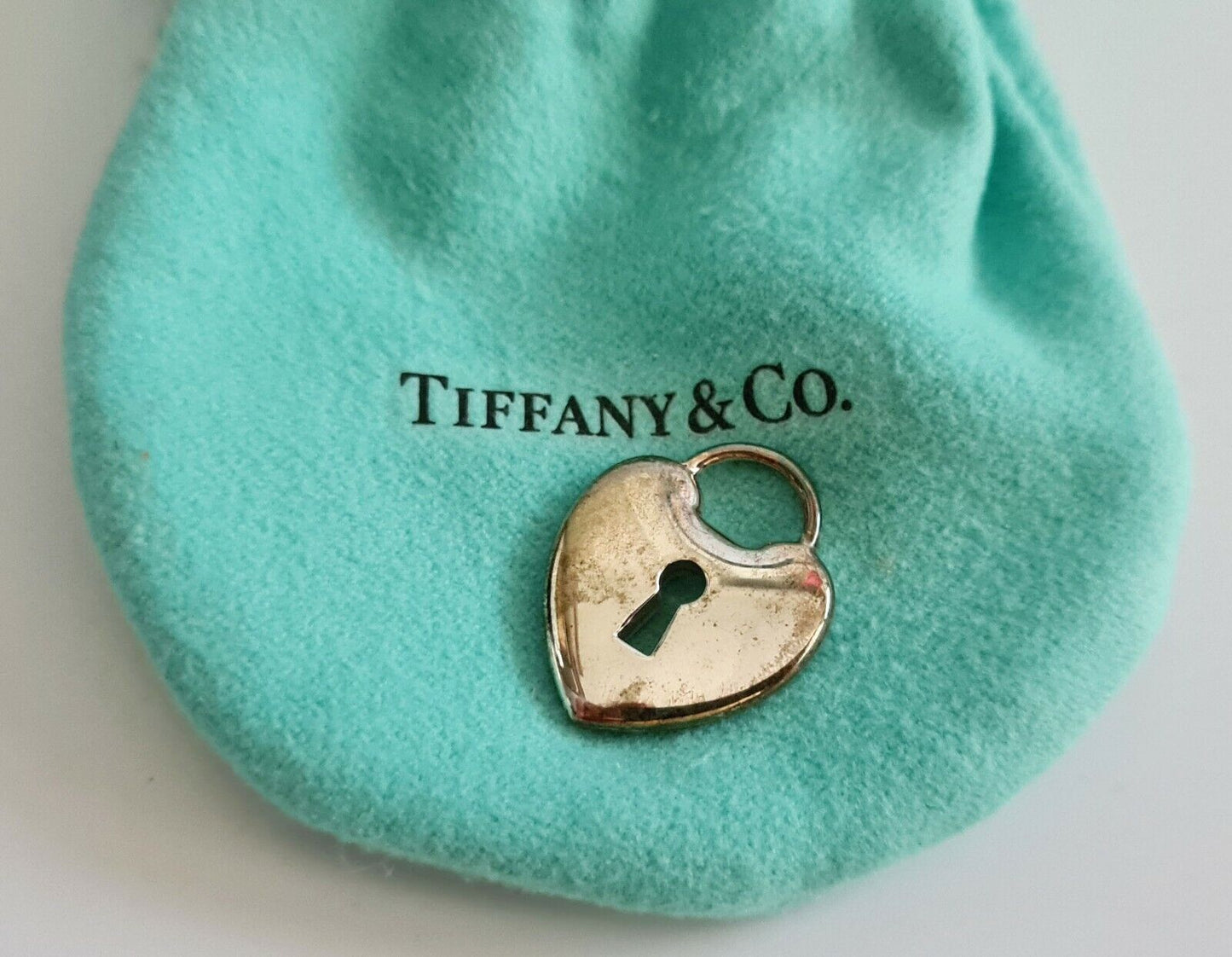 Vintage Sterling Silver Love Lock Pendant w. Pouch w. Box by Tiffany & Co. (PaB)