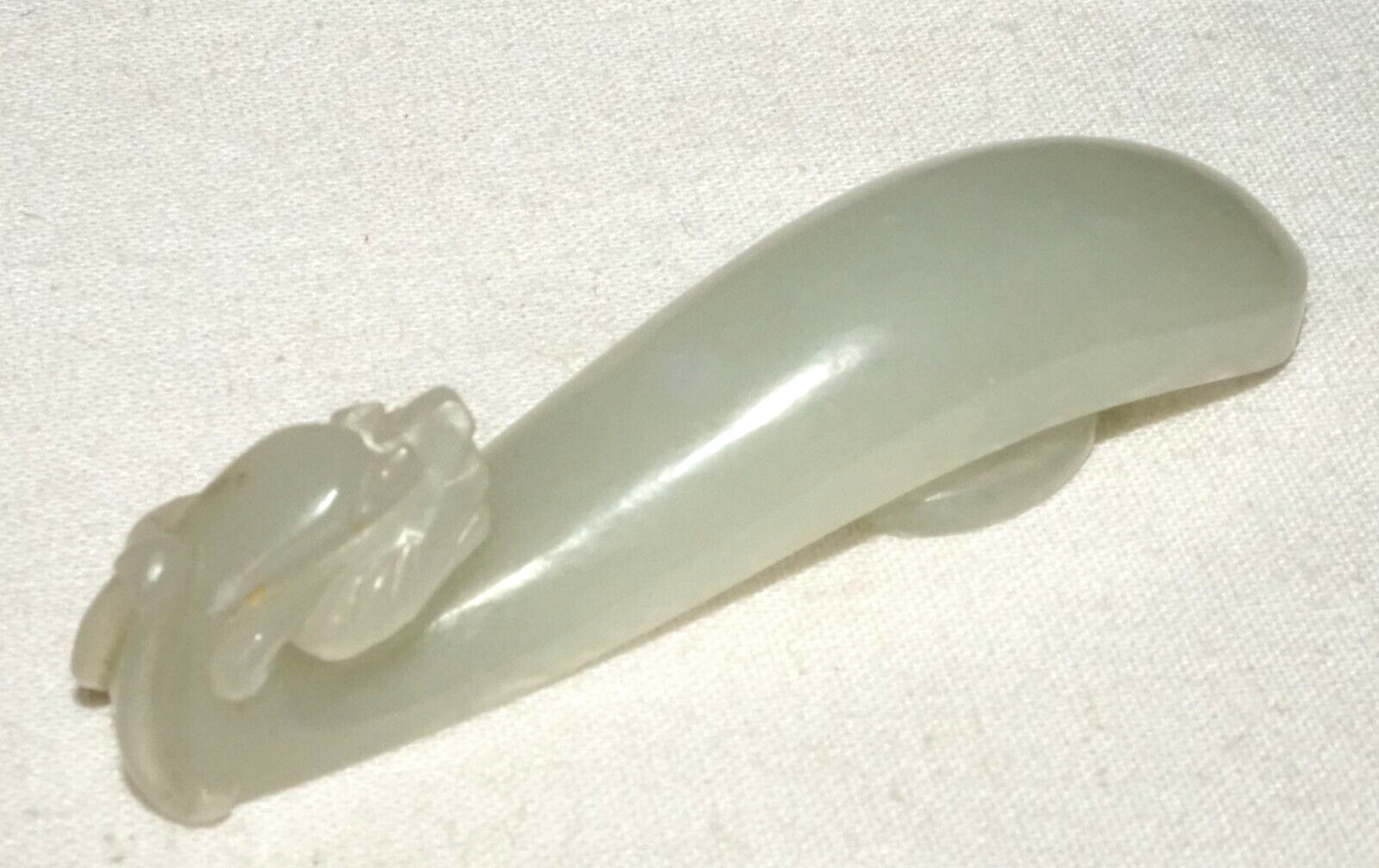 Antique Chinese Grey Green Nephrite Jade Dragon Belt Hook (UVi)#21