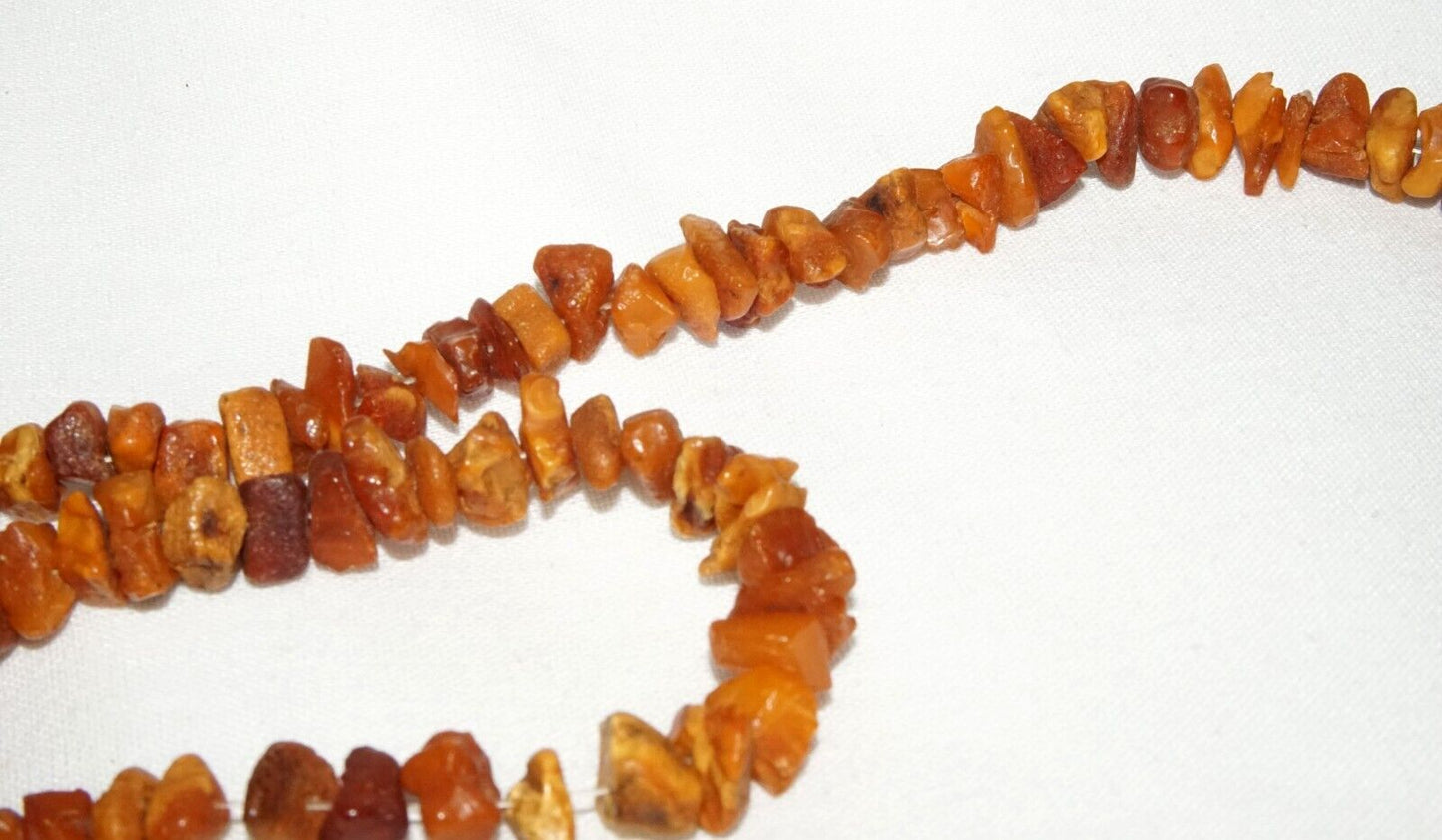 Vintage European Amber Chunk Graduated Bead Necklace (ShI)