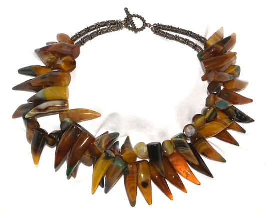 Banded Peruvian Hardstone Double Stranded Claw Choker (MaM)1