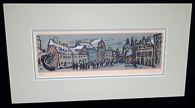 Vintage Czech Color Etching 34/70 Snowy Street Frantisek Emler (1912-1992)(***)