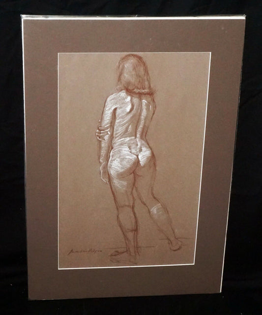 Hawaii Conte & Pastel Drawing Painting Female Nude by Snowden Hodges (Sho)