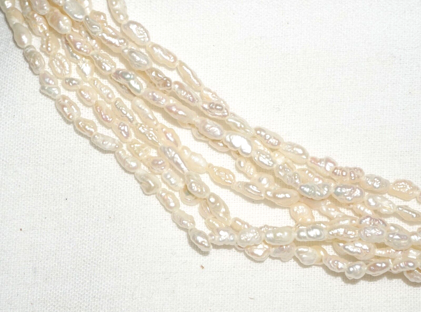 Vintage 14k Yellow Gold set 8x Strand Freshwater Pearl Necklace (BrM)