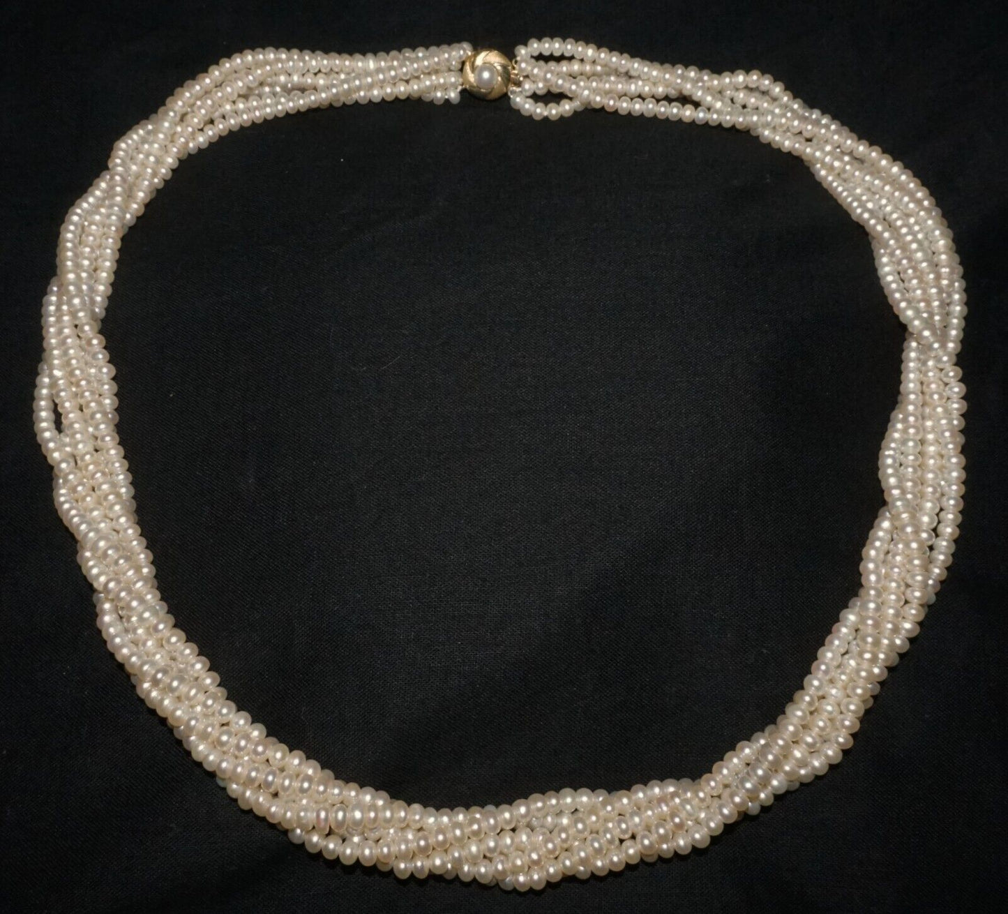 Vintage Matinee Length Freshwater Pearl Six Strand Necklace w. 14k Clasp (ShI)