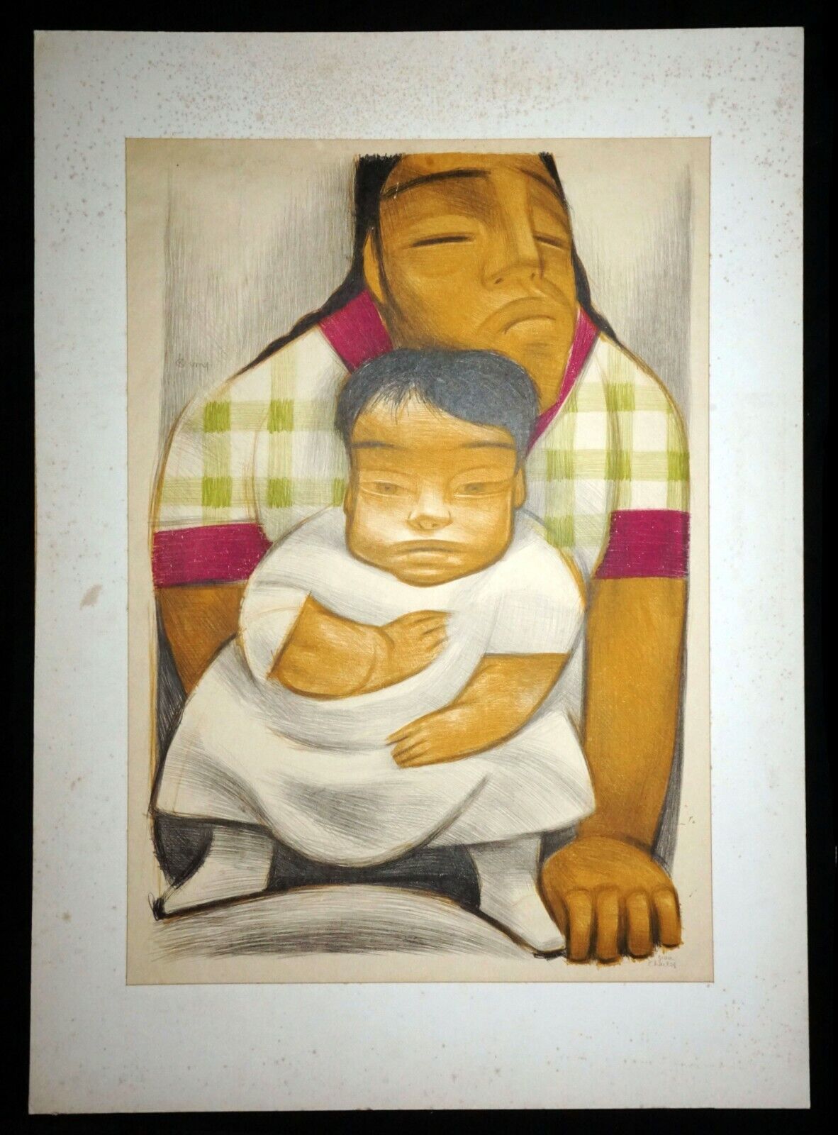 1934 Mexican Modernist Giant Print "Mother & Child" by Jean Charlot (Mod)