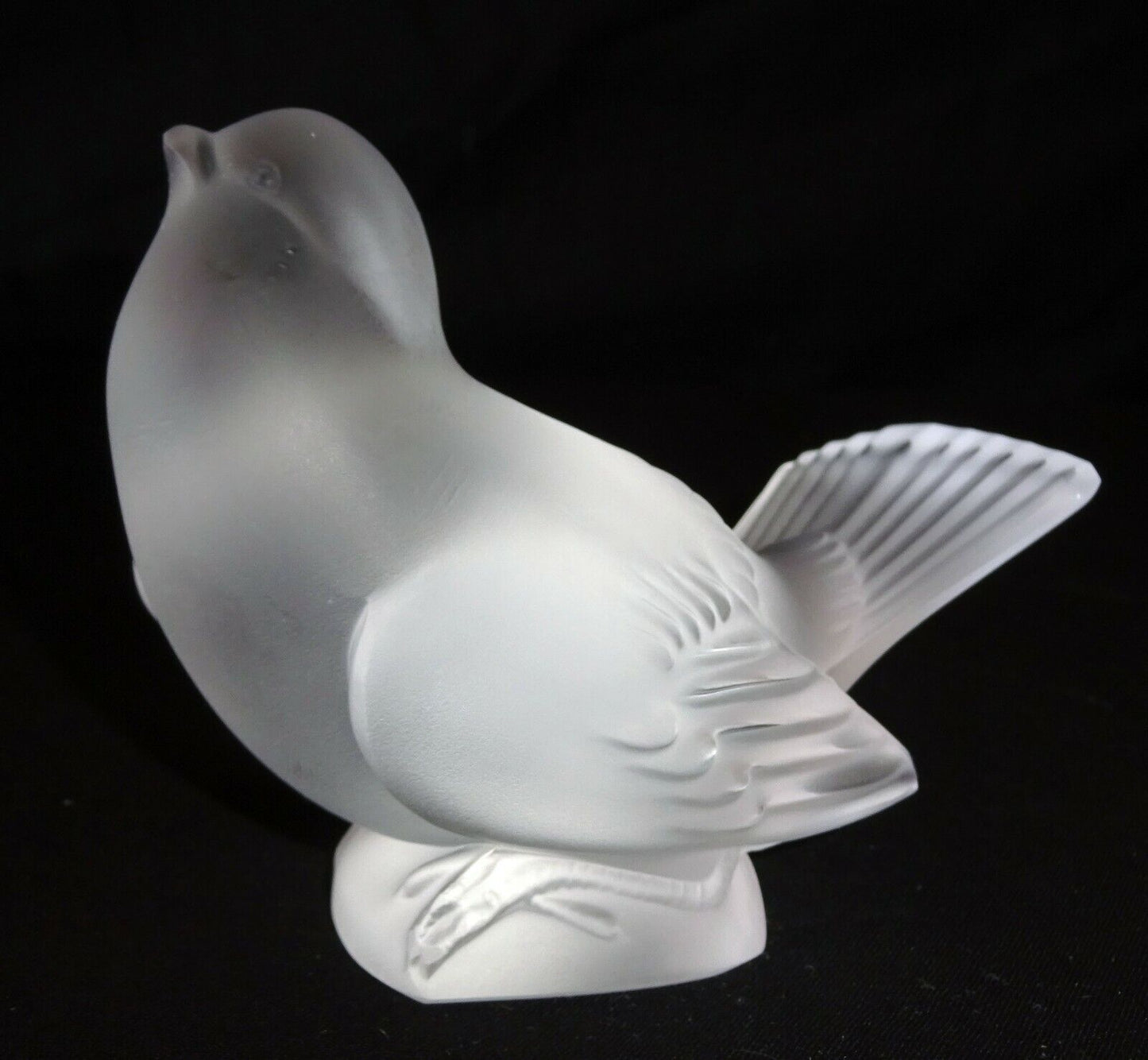 Vintage French Frosted Crystal Sparrow Bird Sculpture by Lalique (MeG)