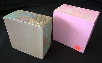 2x 1980s Haitian Wooden Covered Boxes w. Painted Floral Motif (Stea)