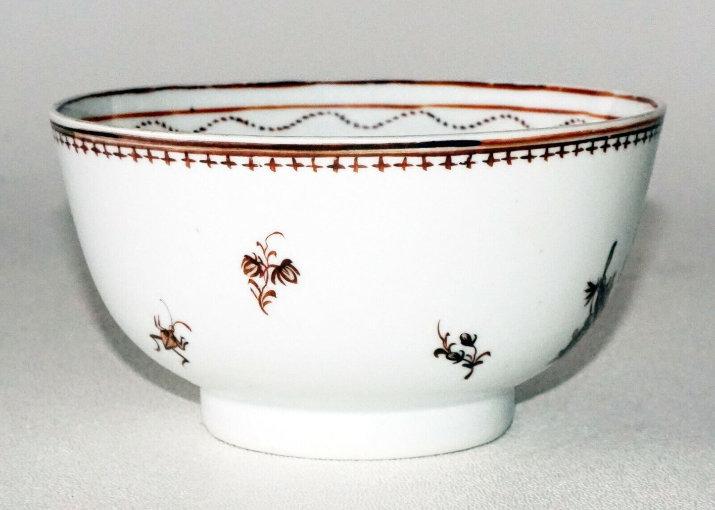 18C Chinese Export Ware Porcelain Bowl w. Aubergine Floral Motif (FLA) IC