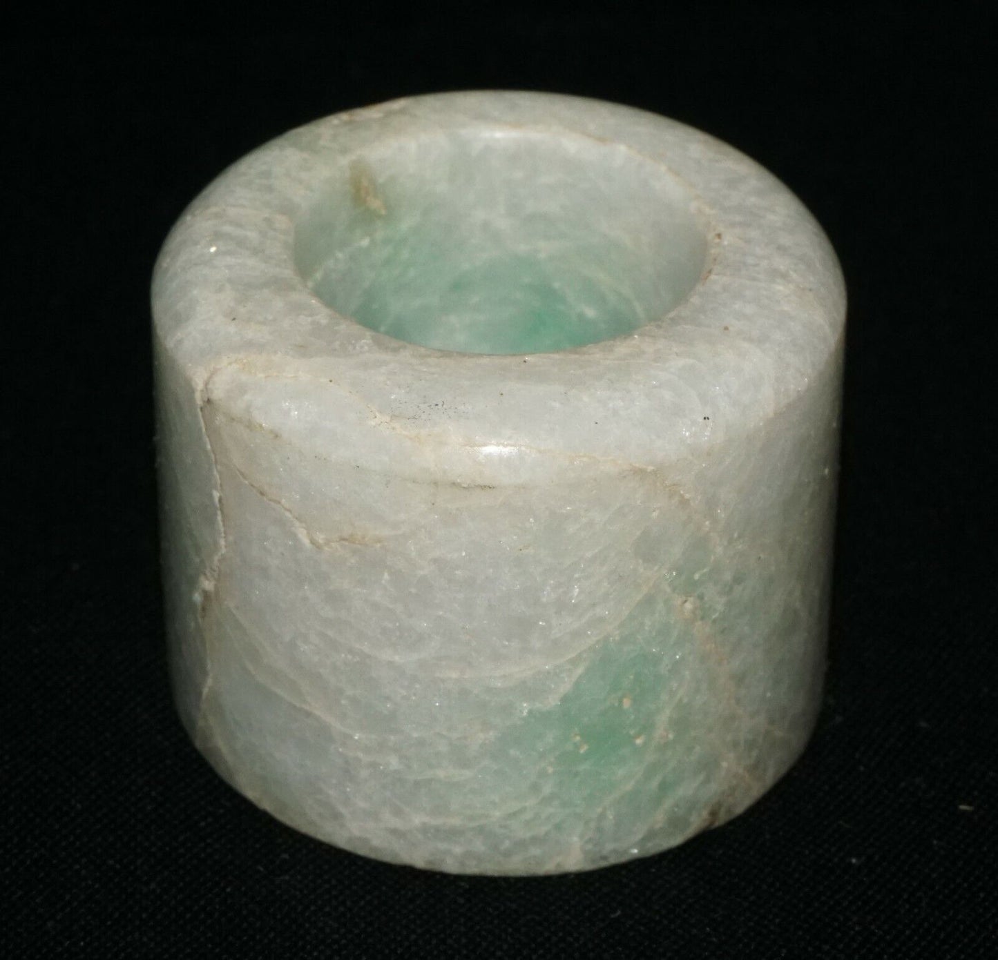 Vintage Chinese Jadeite Jade Archer Ring Sz.11 w. Green Markings (LeS)G2