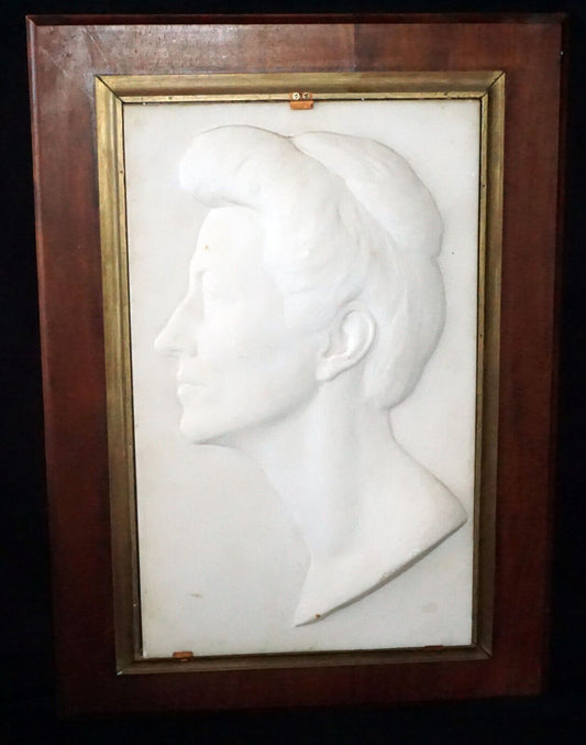 Antique White Marble Relief Sculpture Portrait Ettore Cadorin (1876-1952)(New)