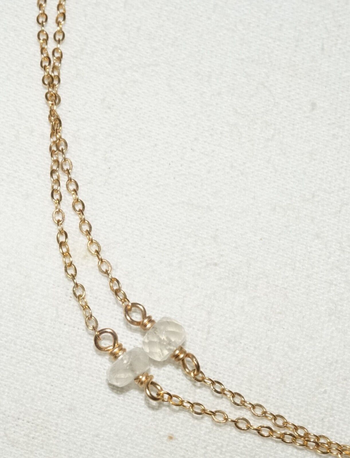 Vintage 14k Yellow Gold Chain Necklace set w. 10x Crystal Beads (KiL)