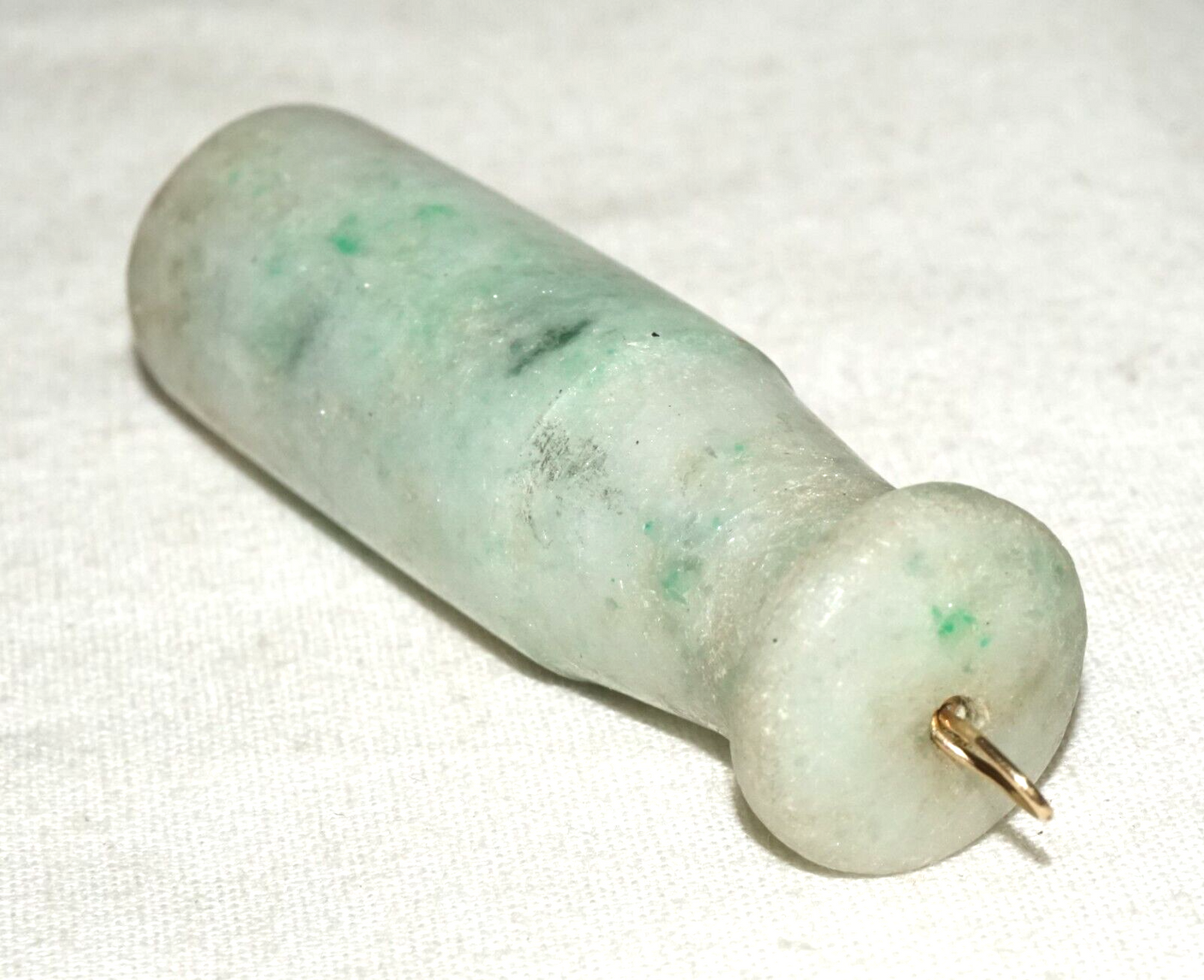 Vintage Chinese Jadeite Jade Carved Cigarette Holder Pendant (LeS)L24