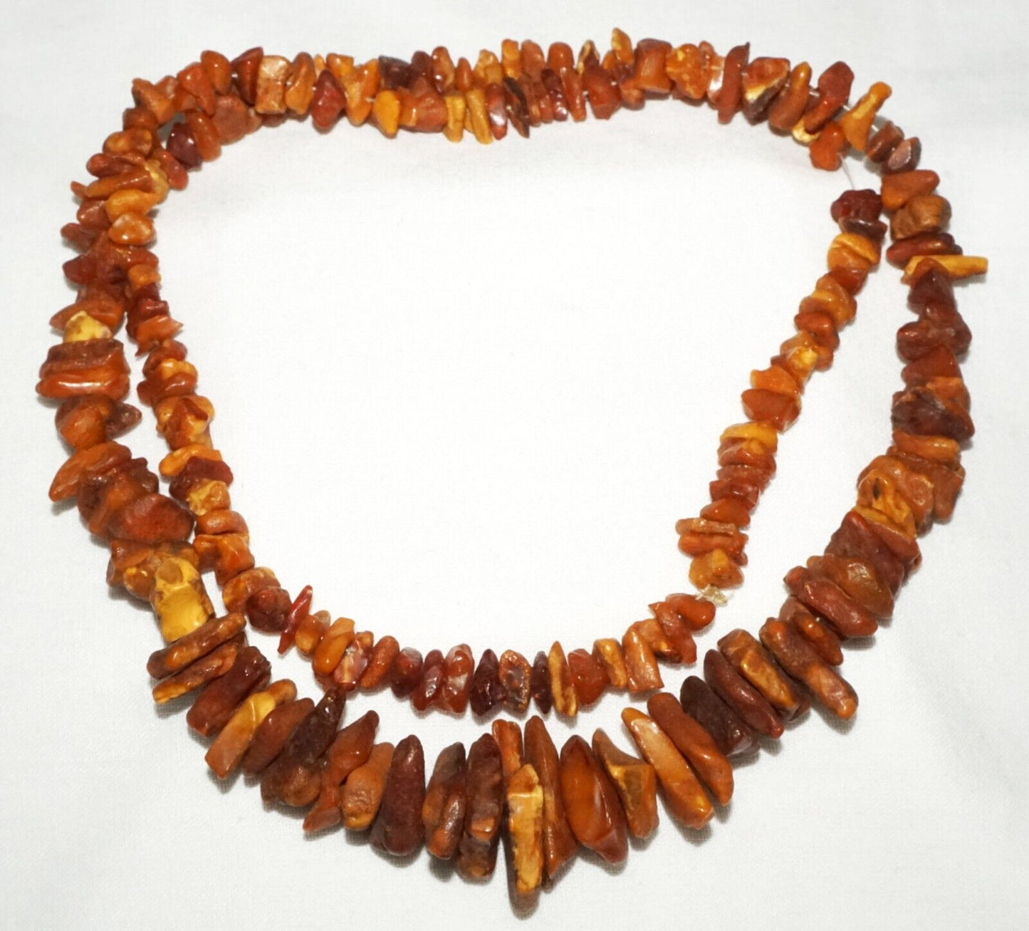 Vintage European Amber Chunk Graduated Bead Necklace (ShI)