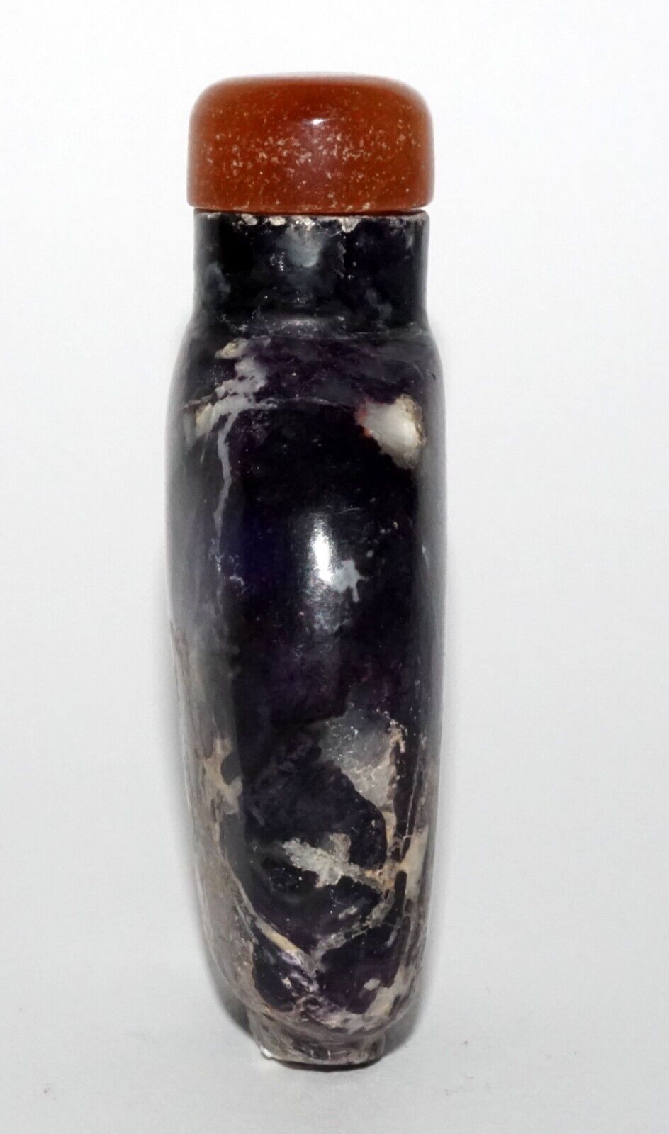 Vintage Chinese Fluorite Matrix Carved Snuff Bottle Agate Stopper (LeS) G16