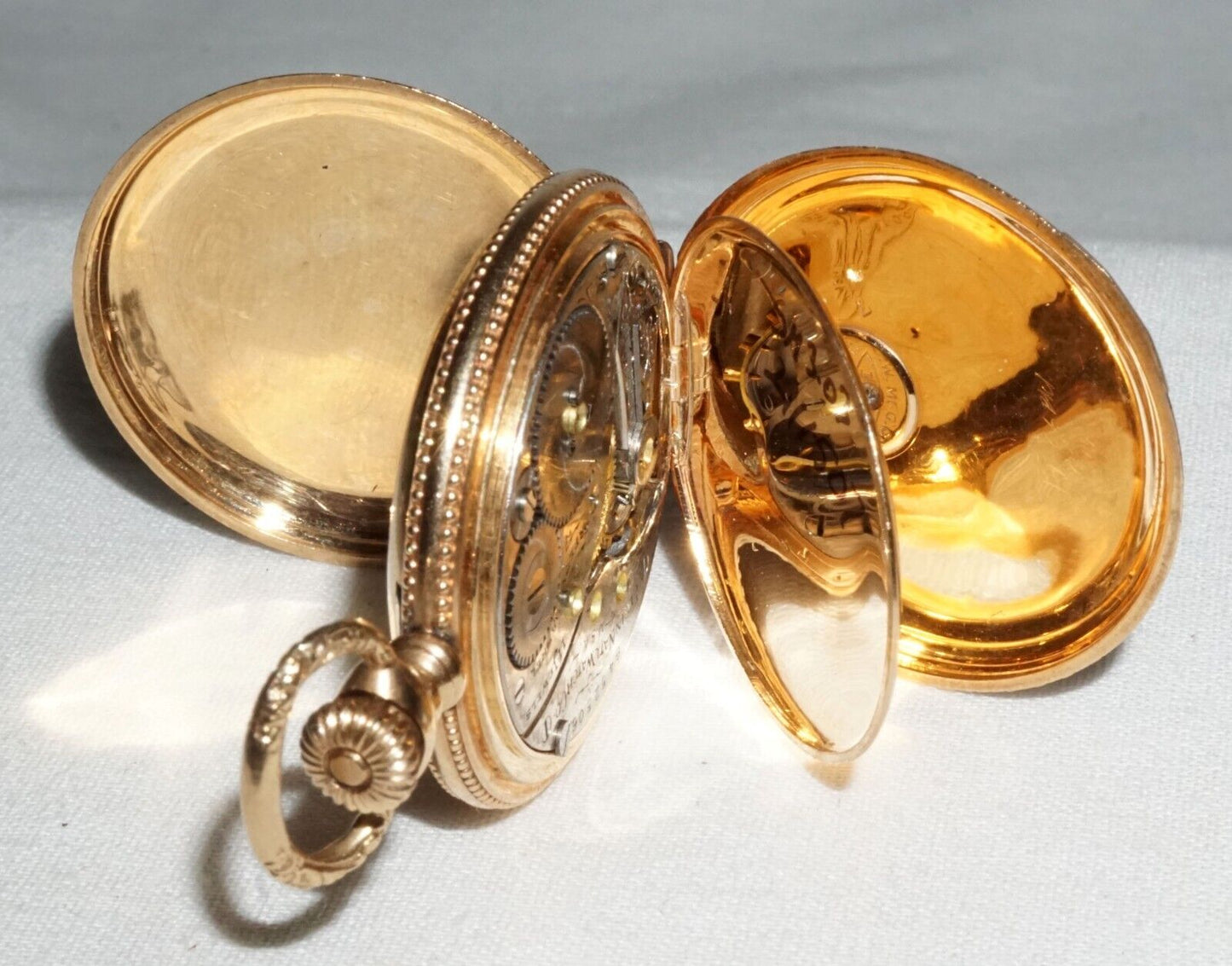 1900 US 14k Yellow Gold Full Hunter Ladies Pocket Watch w. Diamond Elgin (GeB)#3