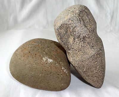 2x Hohokam New Mexico Stone Carved Full Grove Stone Axe and Rubbing Stone (Ver)