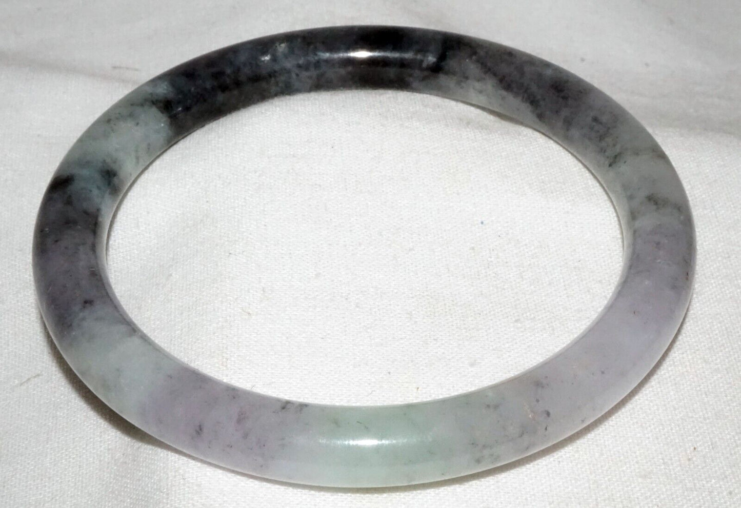 Vtg Chinese Mottled Grey Green Lavender Jadeite Jade Bangle Bracelet (LeS)L25