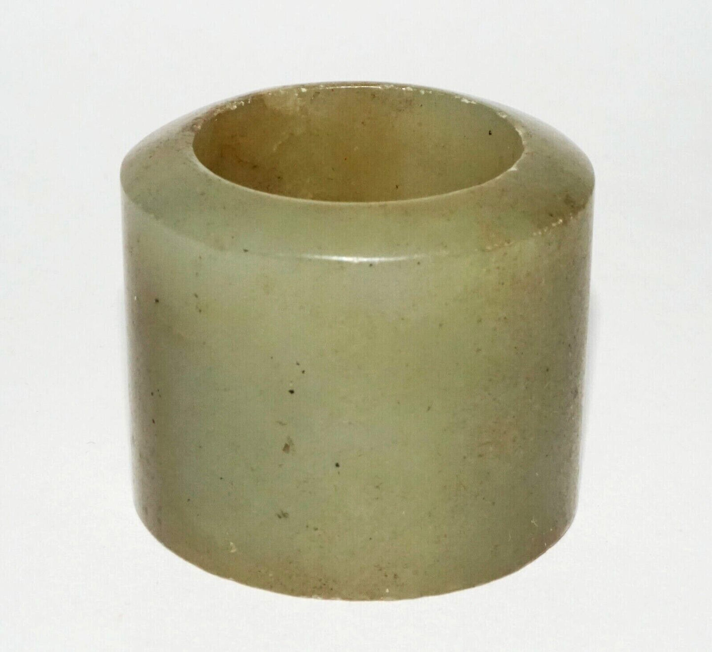 Antique Chinese Dark Celadon Green Nephrite Jade Archers Ring Sz.12 (LeS)R14