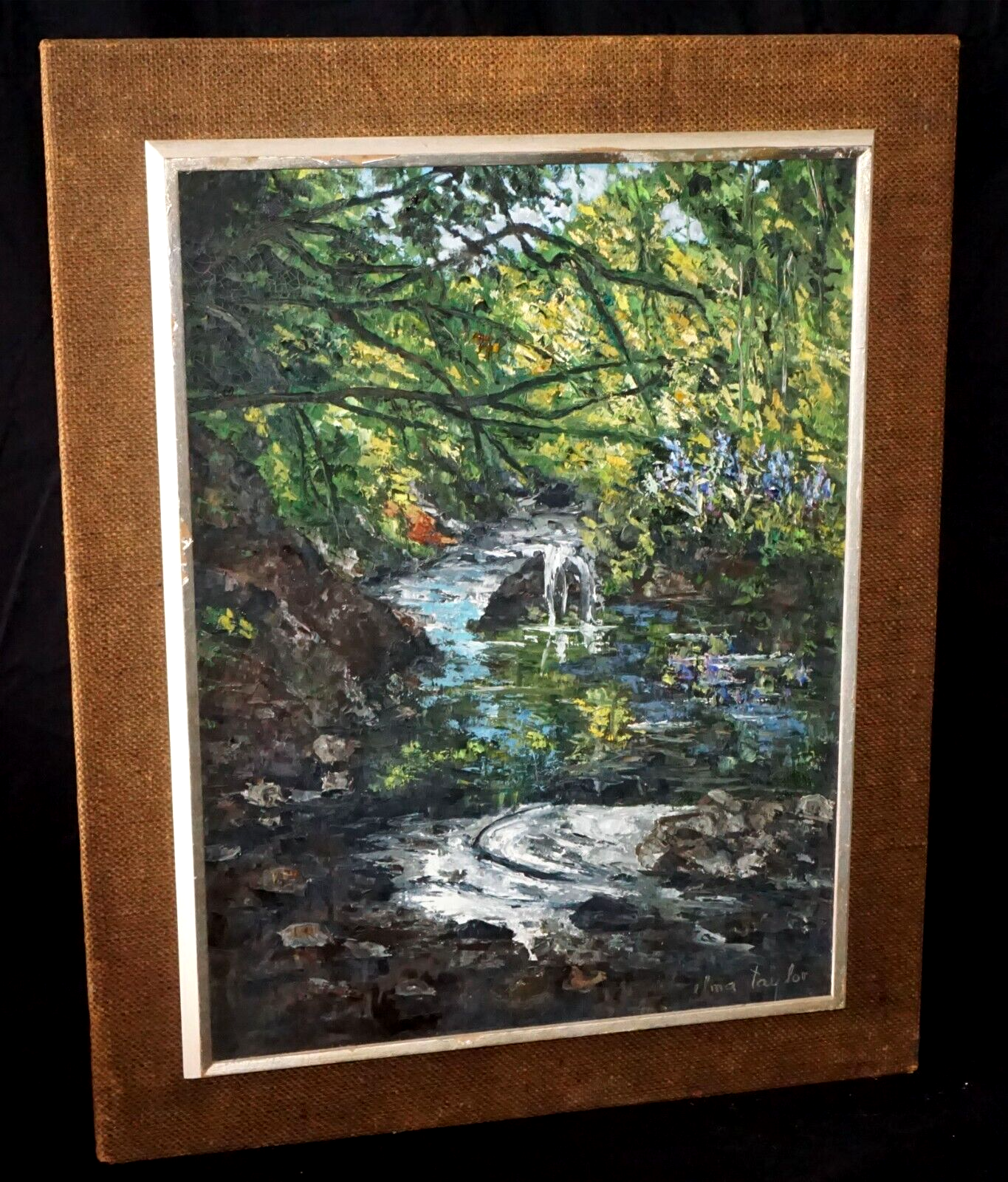 1970s Hawaii Oil Painting "Stream & Foliage" by Elma Taylor (1900 - 1992) (InS)