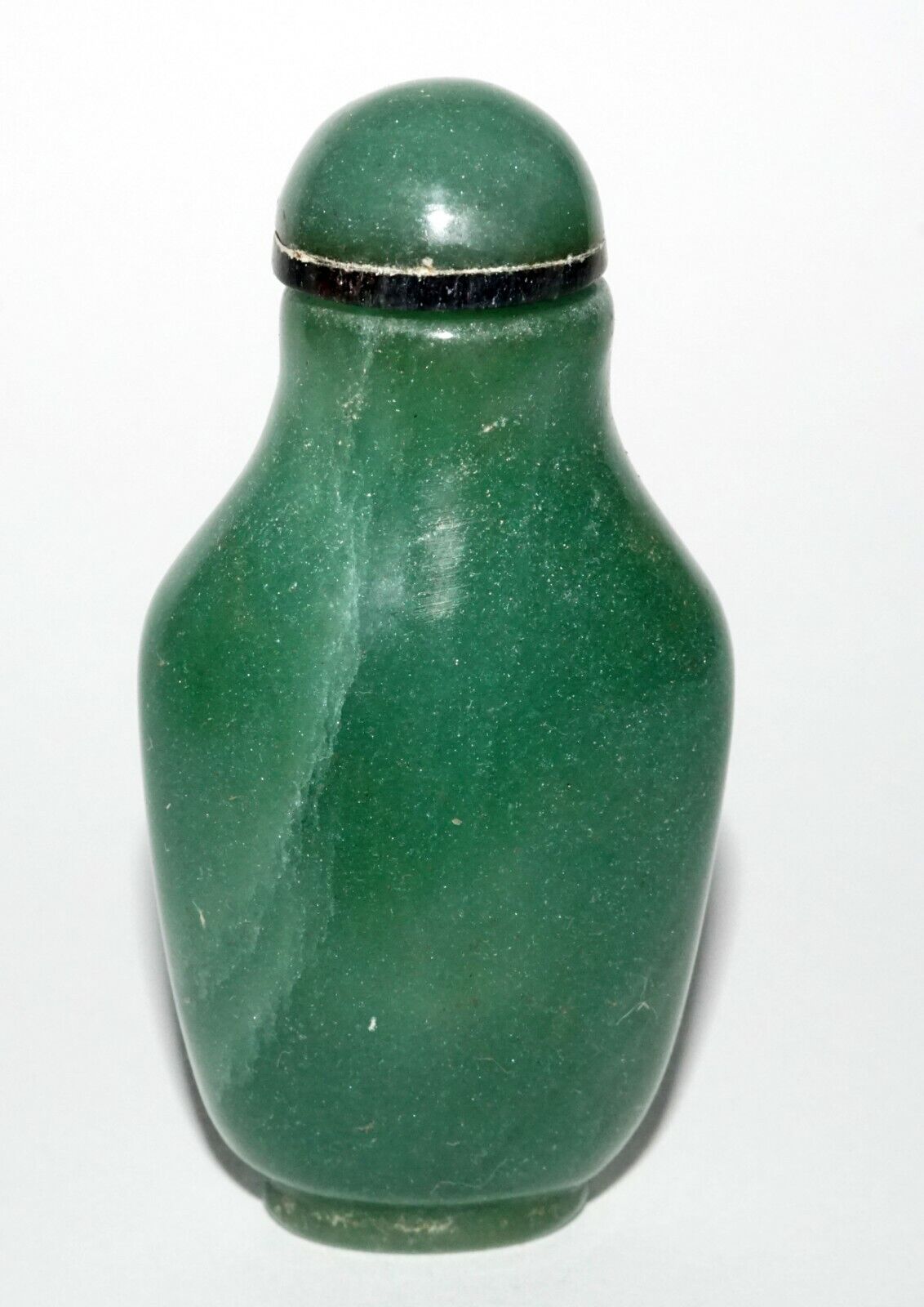 Vintage Chinese Green Aventurine Snuff Bottle w. Green Jade Stopper (LeS) G1