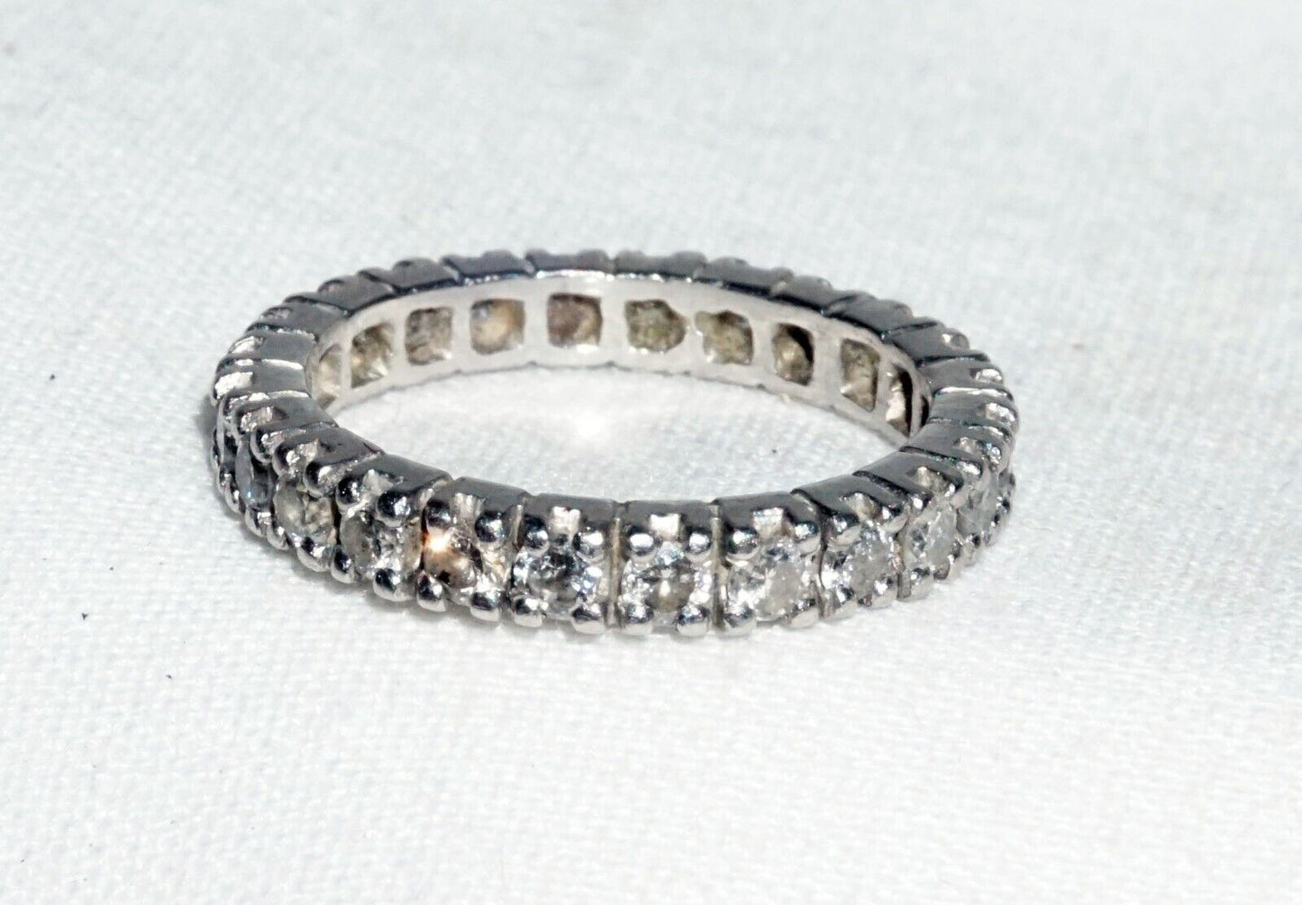 Vintage Platinum Full Eternity Wedding Band Ring Sz.5.25 w. 24x Diamonds (---)