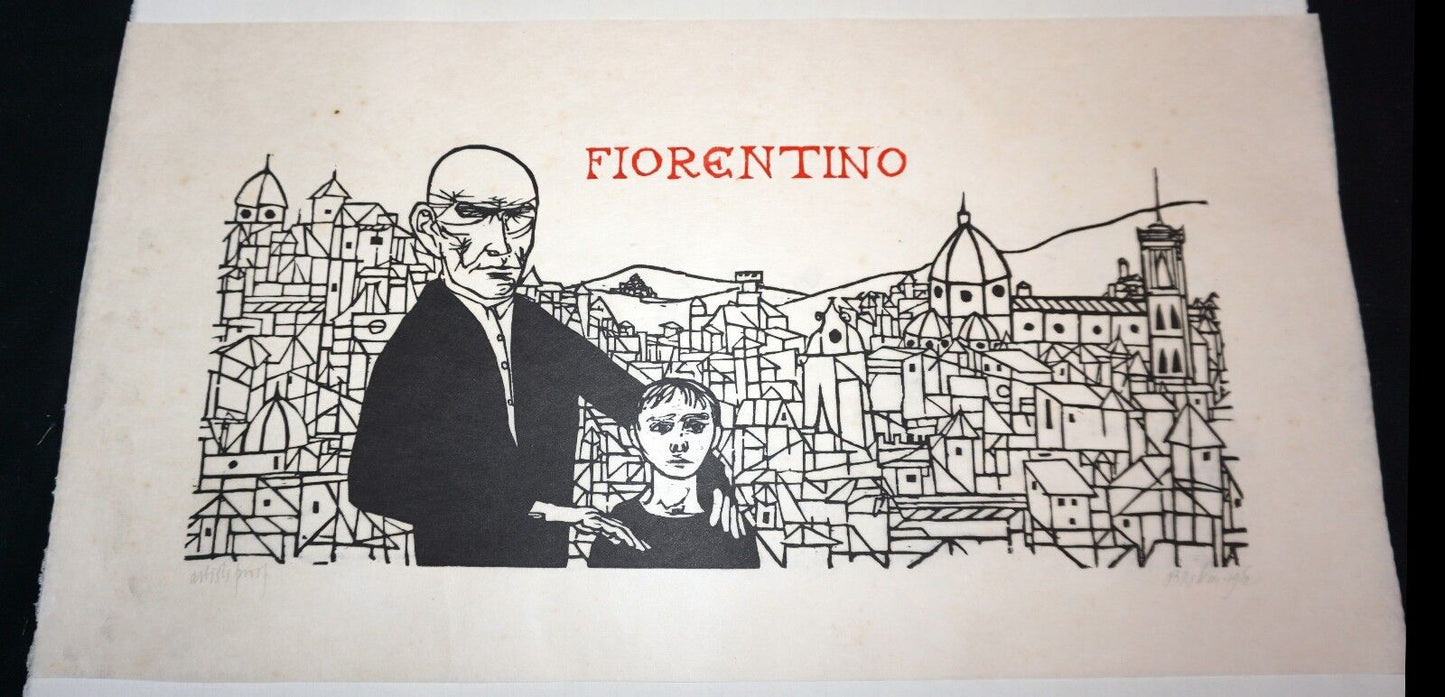 1952 US NY Block Print A.P. "Fiorentino" by Leonard Baskin (1922-2000)(Mod)