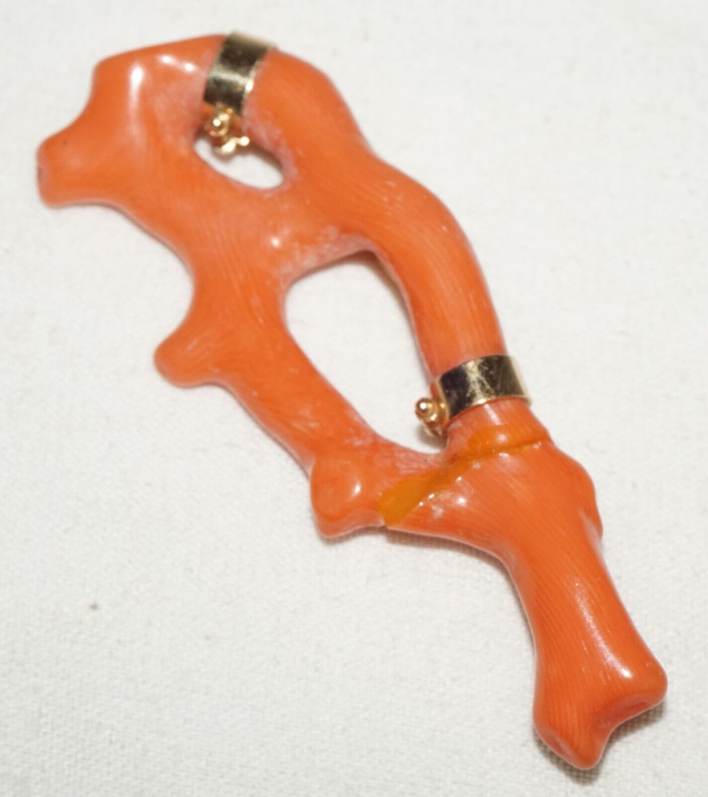 Vintage Chinese Red Coral Branch Brooch - Repaired (LeS)L22