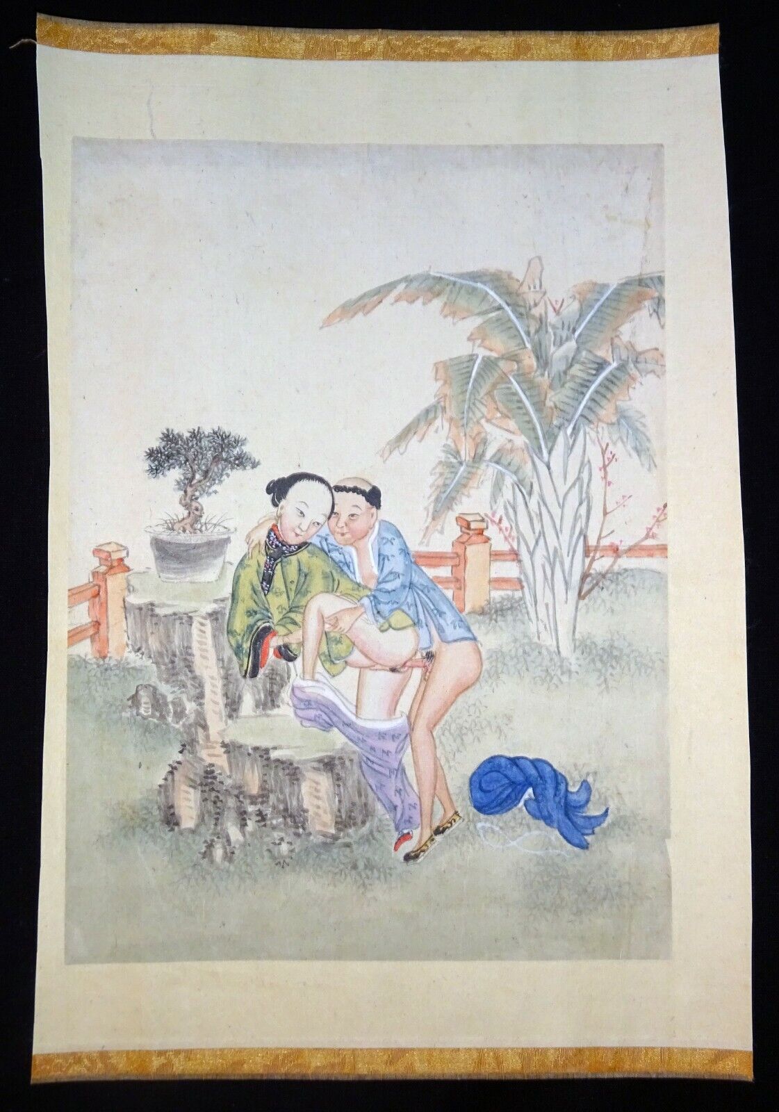 19C Chinese Erotic Pillow Color Paintings for Newly Married Couple (SoM) #11