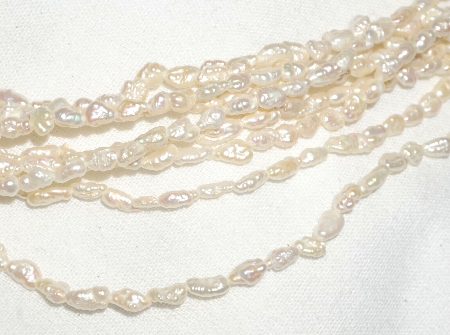 Vintage 14k Yellow Gold set 8x Strand Freshwater Pearl Necklace (BrM)