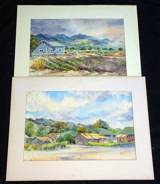 1970s Hawaii Watercolor Paintings Oahu City & Landscape by Marjorie Weible (CuM)